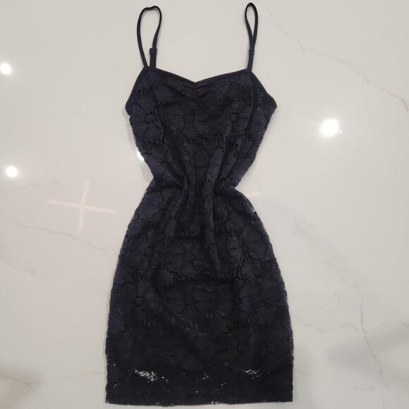 Rare Urban Outfitters Sz XS Black Lace Mini Dress Floral Grunge Goth Club LBD - Picture 1 of 10